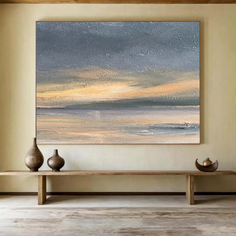 Acrylic Original Painting Shore Subtle Abstract Artwork O9GBS